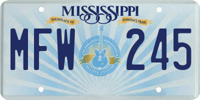 MS license plate MFW245