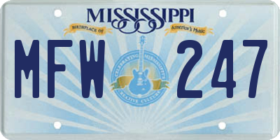 MS license plate MFW247