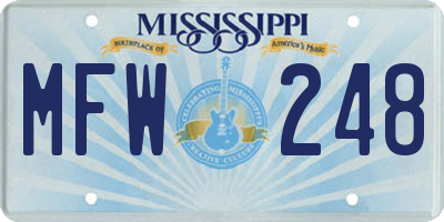 MS license plate MFW248