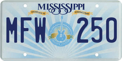 MS license plate MFW250