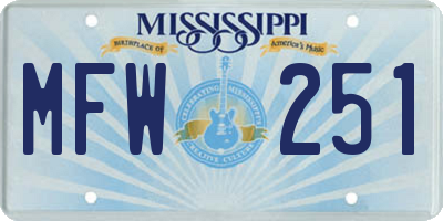 MS license plate MFW251