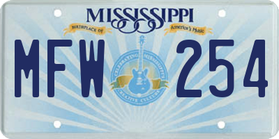 MS license plate MFW254