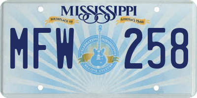 MS license plate MFW258