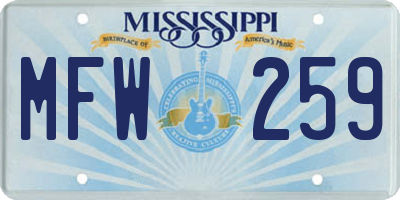 MS license plate MFW259