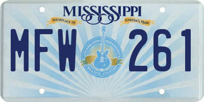 MS license plate MFW261