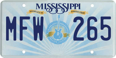 MS license plate MFW265