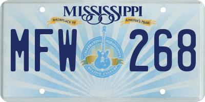 MS license plate MFW268