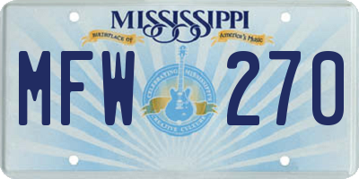 MS license plate MFW270