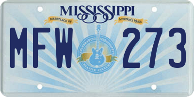 MS license plate MFW273