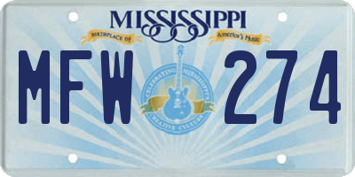 MS license plate MFW274