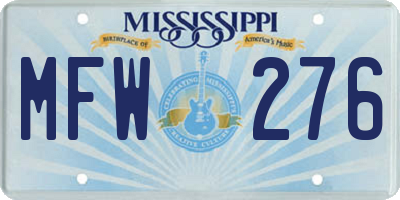 MS license plate MFW276