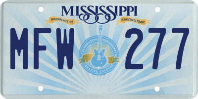 MS license plate MFW277