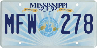 MS license plate MFW278