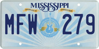 MS license plate MFW279
