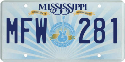 MS license plate MFW281