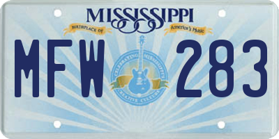 MS license plate MFW283