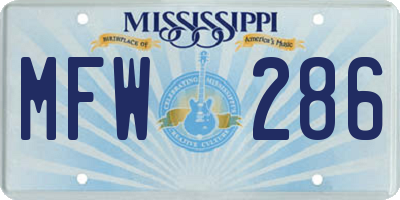 MS license plate MFW286