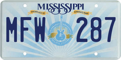 MS license plate MFW287