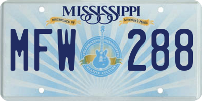MS license plate MFW288