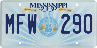 MS license plate MFW290