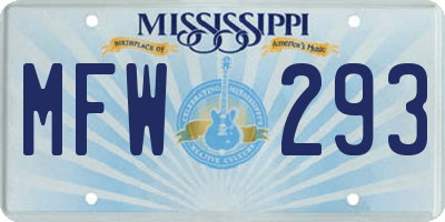 MS license plate MFW293