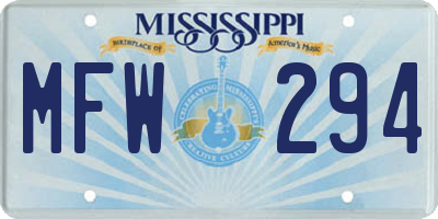 MS license plate MFW294