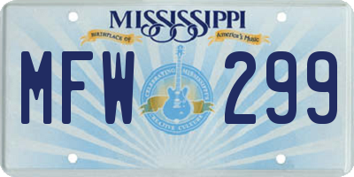 MS license plate MFW299