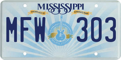 MS license plate MFW303