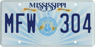 MS license plate MFW304