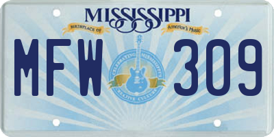 MS license plate MFW309