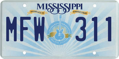 MS license plate MFW311