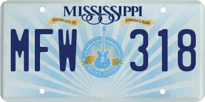 MS license plate MFW318