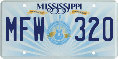 MS license plate MFW320