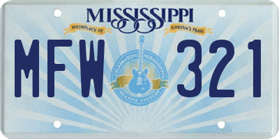 MS license plate MFW321