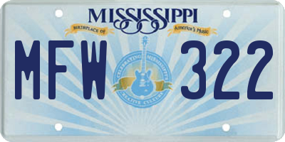 MS license plate MFW322