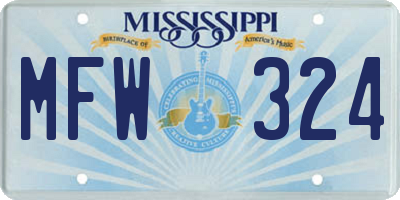 MS license plate MFW324