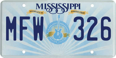 MS license plate MFW326