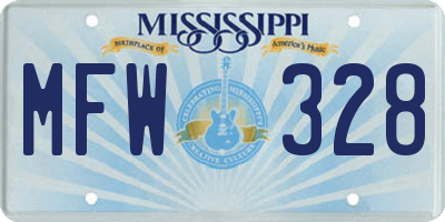 MS license plate MFW328