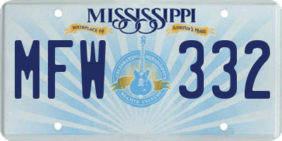 MS license plate MFW332