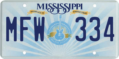MS license plate MFW334
