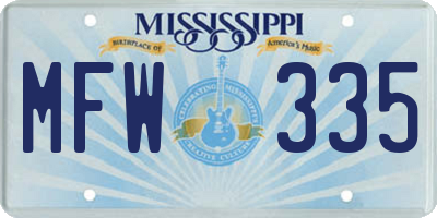 MS license plate MFW335