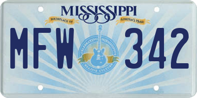 MS license plate MFW342