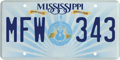 MS license plate MFW343