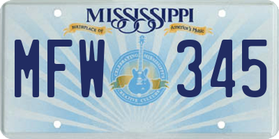 MS license plate MFW345