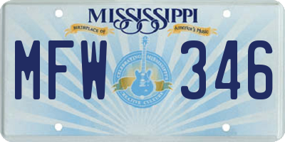 MS license plate MFW346