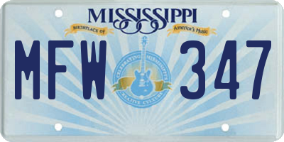 MS license plate MFW347