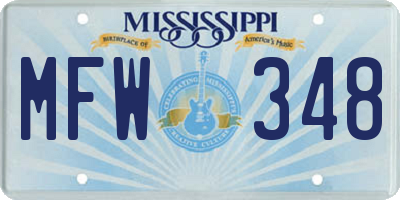 MS license plate MFW348
