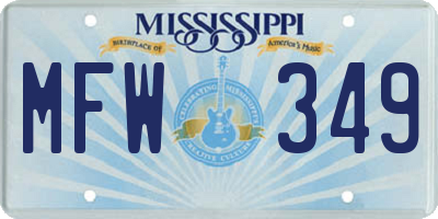 MS license plate MFW349