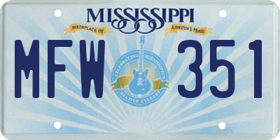 MS license plate MFW351
