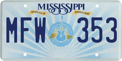 MS license plate MFW353
